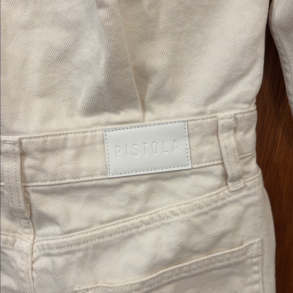 Pistola Nina Cotton Denim Mini Dress in Eggshell Size Small - Picture 8 of 13